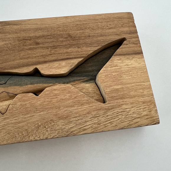 Handmade Wood Shark Puzzle Shelf Decor - Picture 4 of 10